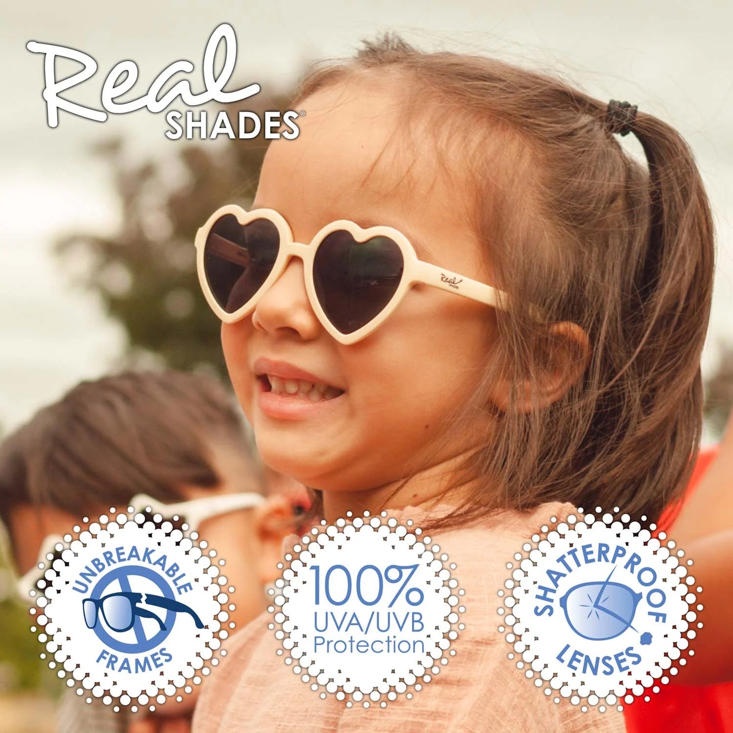 REAL SHADES Heart Unbreakable UV Sunglasses, Rose Tan