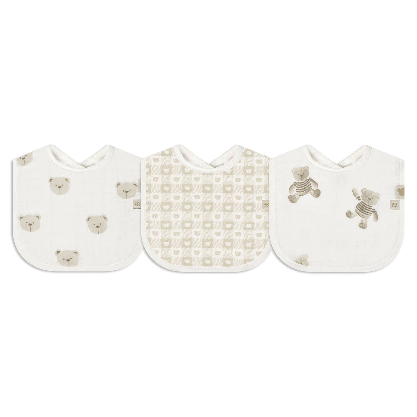 3 Pc Pack Muslin Bibs One Size : Blue