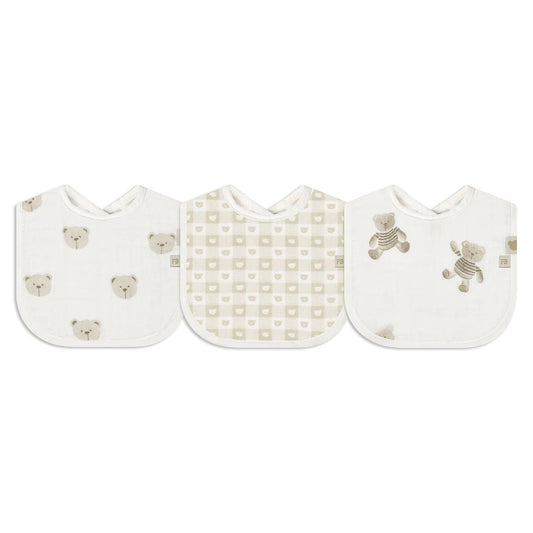 3 Pc Pack Muslin Bibs One Size : White