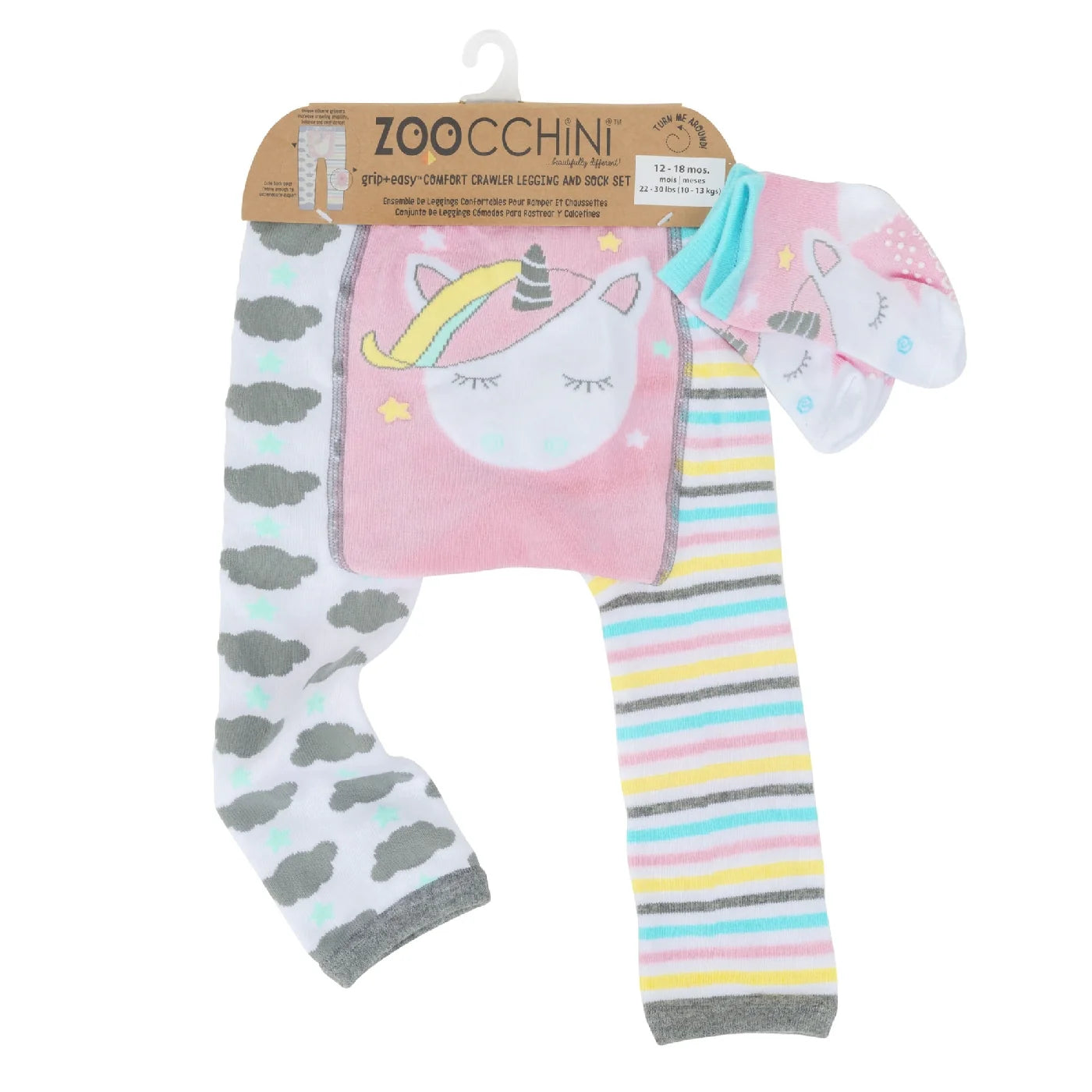 ZOOCCHINI grip+easy™ Comfort Crawler Legging & Sock Set - Allie Alicorn