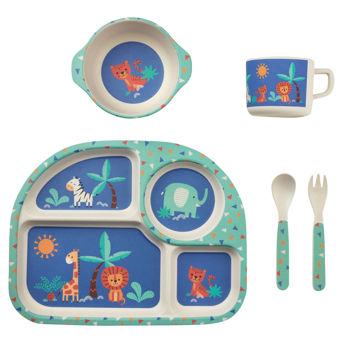 My Funkins Five Piece Bamboo Dish Set for Kids - Jungle