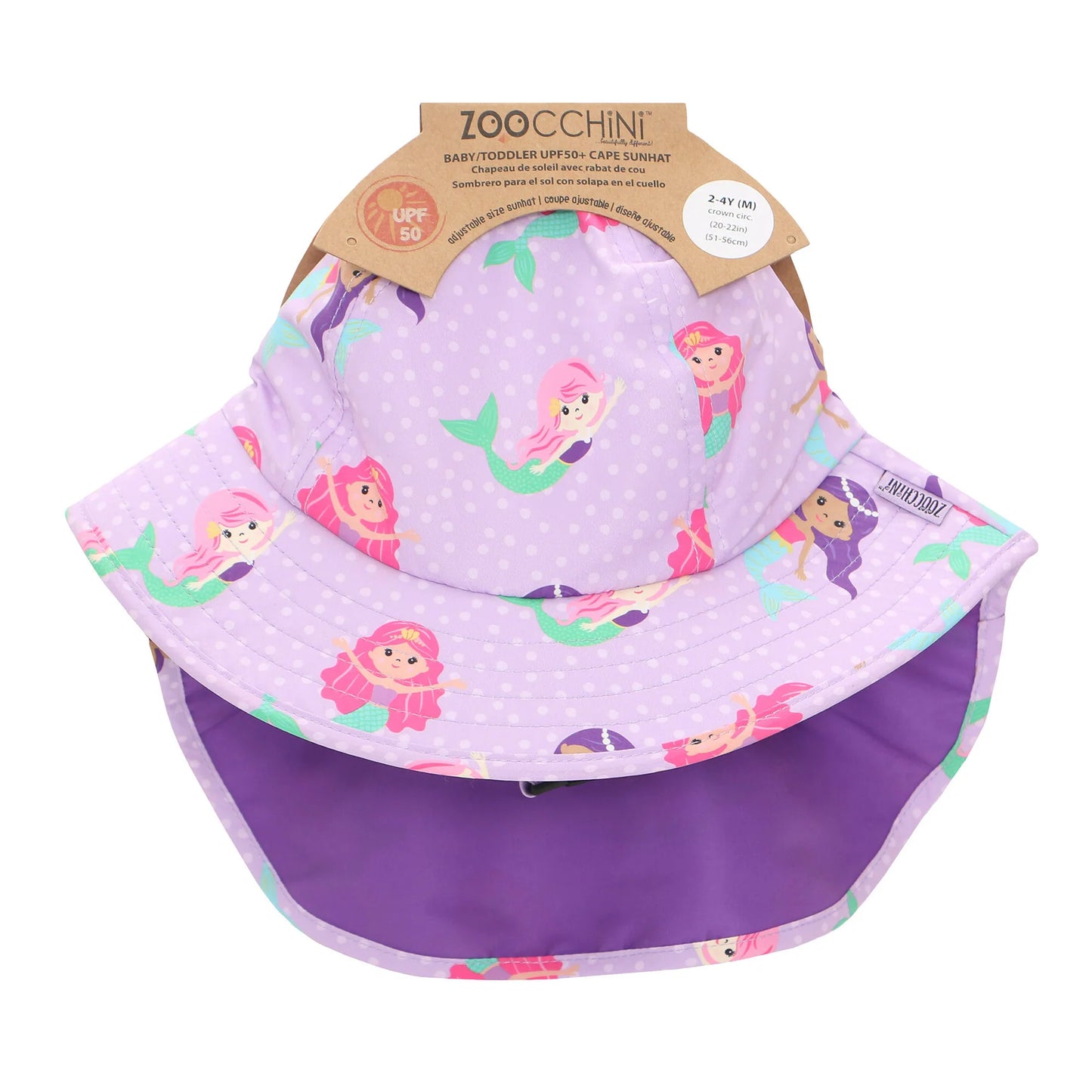 ZOOCCHINI UPF50+ Baby-Toddler Cape Sun Hat - Mermaid