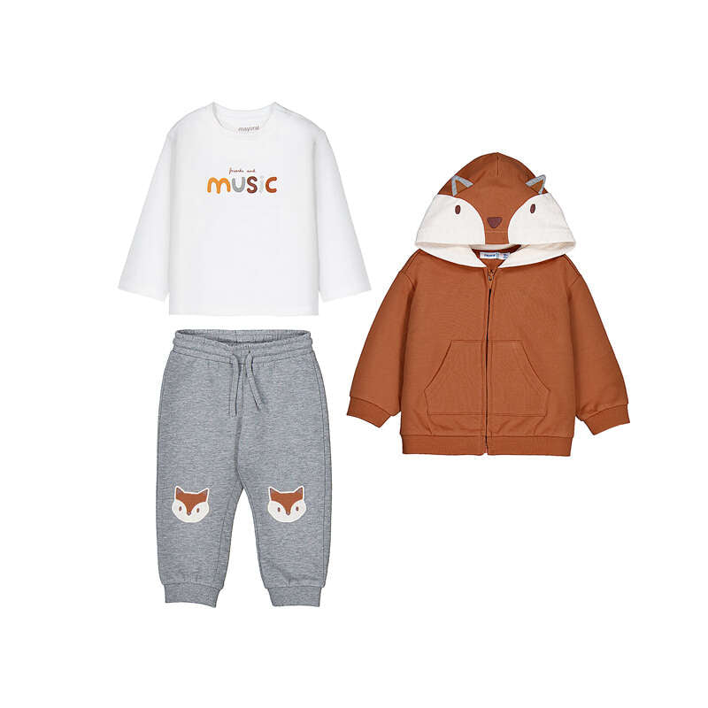 Mayoral Baby Boy Fox 3-piece tracksuit w/ t-shirt