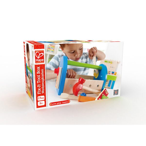 Hape® Fix It Kid's Wooden Tool Box And Accessory Play Set