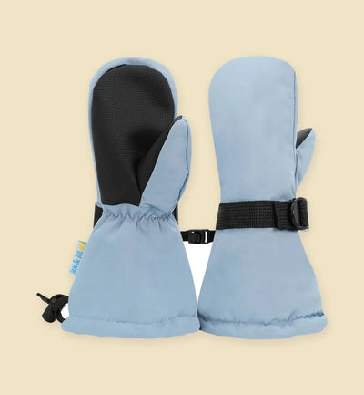 Blue waterproof snow mittens