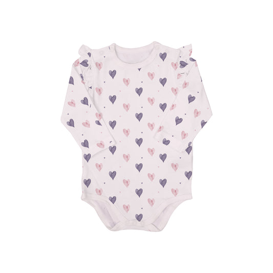 Coccoli Cotton - Modal Romper - HEARTS ON LIGHT PINK