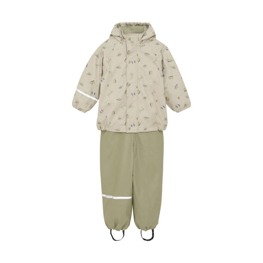 Celavi RAINWEAR SET - AOP, W. FLEECE - White Pepper