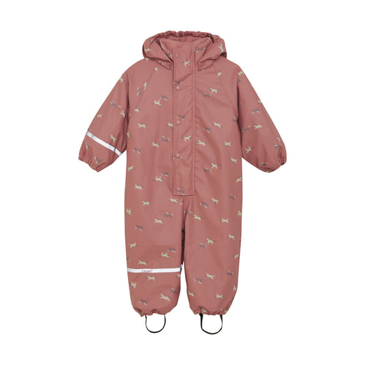 Celavi RAINWEAR SET - AOP, W. FLEECE - Brick Dust