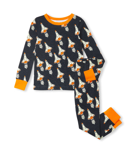 Hatley space shuttle stretch cotton pajama set