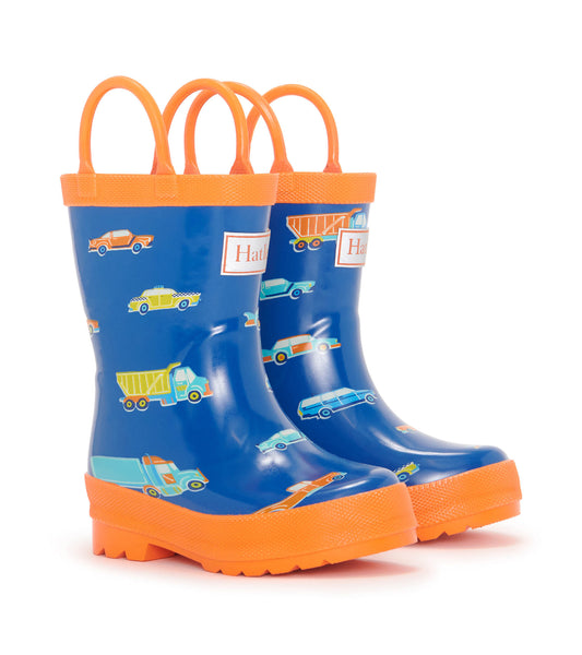 HATLEY driving cars preschool rain boots