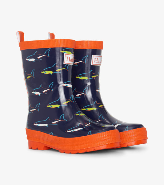 HATLEY Boys Shark Shiny Rain Boots