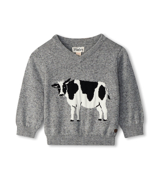 Hatley milk cow v-neck sweater