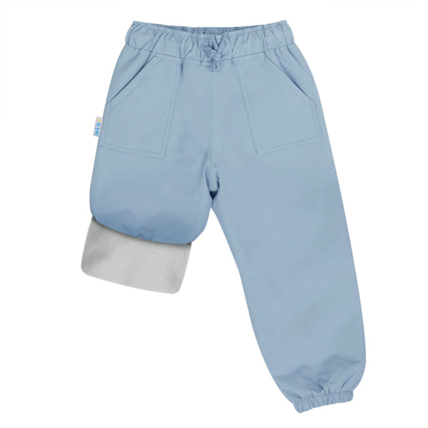 Jan and Jul Cozy-Dry Rain Pants (Fleece Lined) in Dusty Blue - product photo