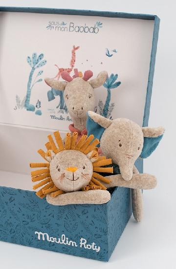 Mouin Roty Sous Mon Baobab - Lion Rattle Soft Toy